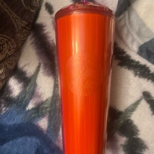 Pink/orange iridescent Starbucks cup